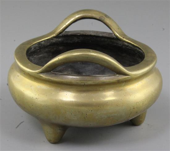 A Chinese bronze censer, 19th century, width 14cm